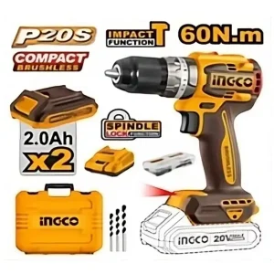 Trapano A Percussione 20v Compact Brushless Con 2 Batterie CIDLI20602E Ingco 1487 Beperkte Voorraad